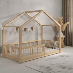 Łóżko dziecięce BETULLA mini 90x180 kolor naturalny barierka 1/2 (wysyłka 24H)